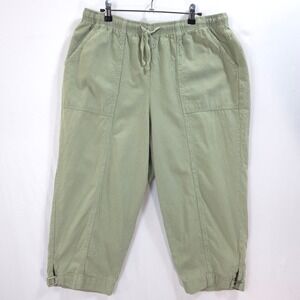 Erika Woman Cropped Pants Drawstring Pullon Sage Green 1X Coastal Lagenlook Boho